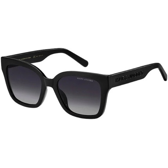 MARC JACOBS Embossed Logo Square Sunglasses — Glossy Black & Grey Gradient Lens - Picture 17 of 17